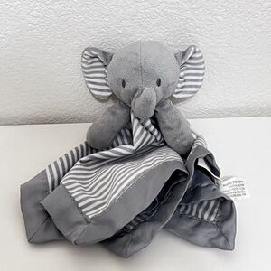 Circo Gray Striped Elephant Security Blanket Lovey Lovie Satin Trim Back